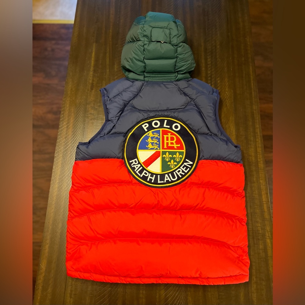 Polo R.L. Crest Cookie Patch Hooded Pullover Puffer Vest Men’s Me…